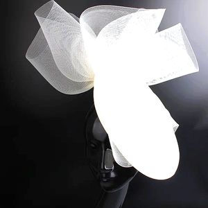 Fabulous Bold White Tulle Fascinator Hat Kentucky Derby Church Tea Sprin…